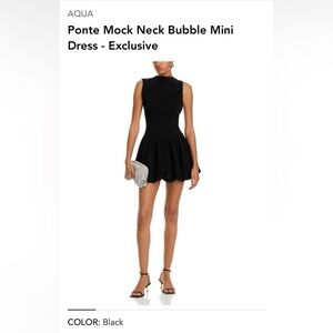 Aqua Elegant Black Ponte Mini Dress